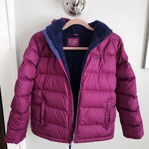 GUC L.L. Bean Downtek Magenta Girl's Down Jacket Size Large